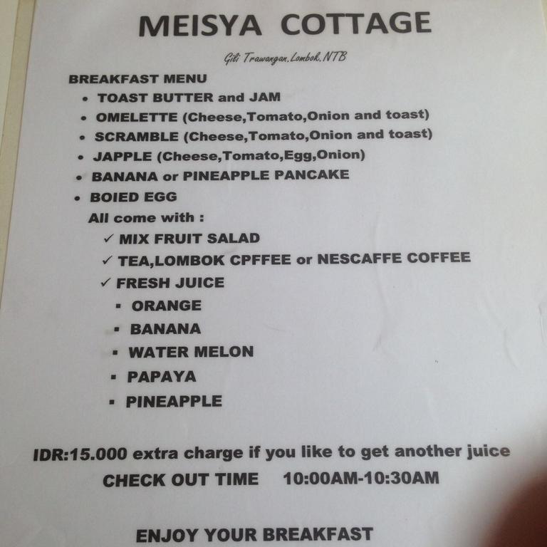 Meisya Cottage Gili Trawangan Exterior foto